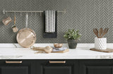 Herringbone Inlay Graphite & Metallic Silver by Stacy Garcia Peel and Stick Peel & Stick Wallpaper – Stacy Garcia Home SG11307