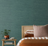 Saybrook Paradise Teal by Stacy Garcia Peel and Stick Faux Rushcloth Peel & Stick Wallpaper – Stacy Garcia Home SG11404-Sample