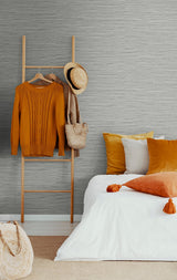 Saybrook Cove Grey & Metallic Silver by Stacy Garcia Peel and Stick Faux Rushcloth Peel & Stick Wallpaper – Stacy Garcia Home SG11407