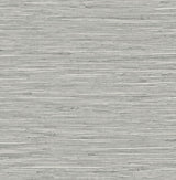 Saybrook faux rushcloth peel and stick wallpaper in cove grey with metallic silver finish