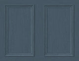 Denim blue faux wood panel peel and stick wallpaper with a matte finish.