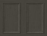 Charcoal faux wood panel peel and stick wallpaper with matte finish and straight match