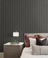 Faux Wooden Slats Charcoal by Stacy Garcia Peel and Stick Faux Wood Slats Peel & Stick Wallpaper – Stacy Garcia Home SG12106 -Sample