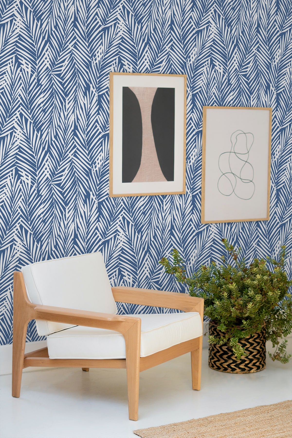 Mod Palm Coastal Blue by Stacy Garcia Peel and Stick Palm Leaf Peel & Stick Wallpaper – Stacy Garcia Home SG12302 -Sample