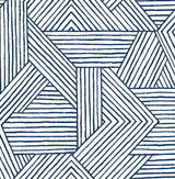 Etched Geometric navy blue geometric peel and stick wallpaper pattern