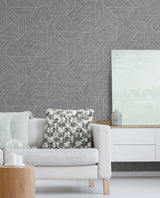 Etched Geometric Pewter by Stacy Garcia Peel and Stick Geometric Peel & Stick Wallpaper – Stacy Garcia Home SG12406-Sample