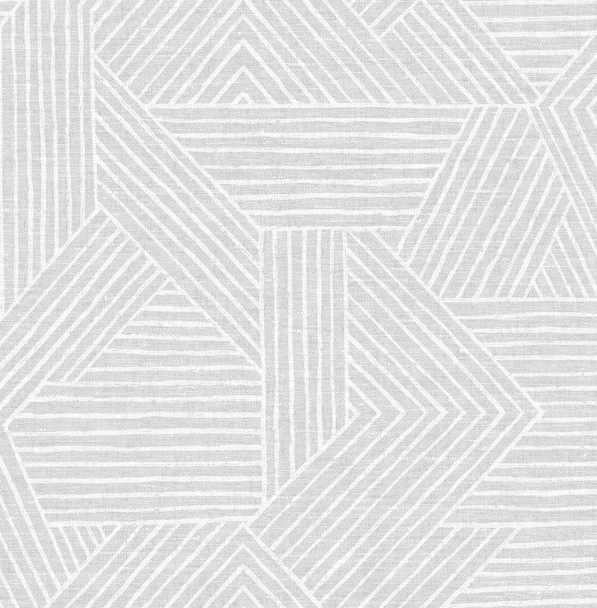 Etched Geometric wallpaper in Salt Glaze (grey) with an etched geometric line pattern.