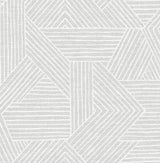 Etched Geometric wallpaper in Salt Glaze (grey) with an etched geometric line pattern.