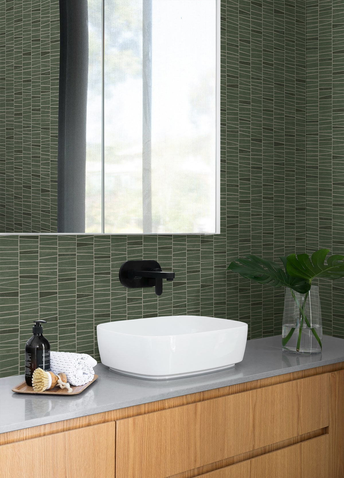 Organic Stripe Green by Stacy Garcia Peel and Stick Striped Wallpaper – Stacy Garcia Home SG12504-Sample