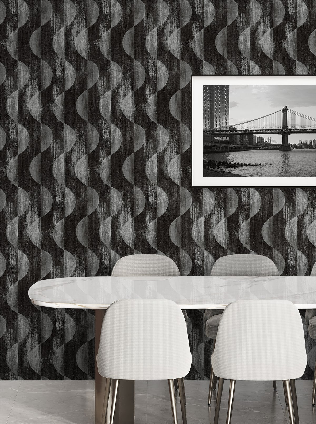 Half Circles Charcoal by Stacy Garcia Peel and Stick Geometric Peel & Stick Wallpaper – Stacy Garcia Home SG12700