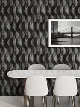 Half Circles Charcoal by Stacy Garcia Peel and Stick Geometric Peel & Stick Wallpaper – Stacy Garcia Home SG12700