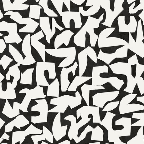 Graphic Geo black and white abstract geometric peel and stick wallpaper pattern