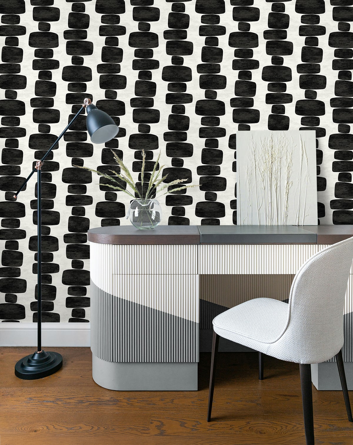 Stripe Block Charcoal by Stacy Garcia Peel and Stick Geometric Peel & Stick Vinyl Wallpaper – Stacy Garcia Home SG12900