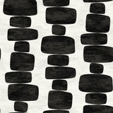 Stripe Block peel and stick wallpaper in charcoal with stacked geometric blocks on an off-white background