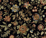 Jacobean Floral Trail peel and stick wallpaper in Ebony (SG13001)