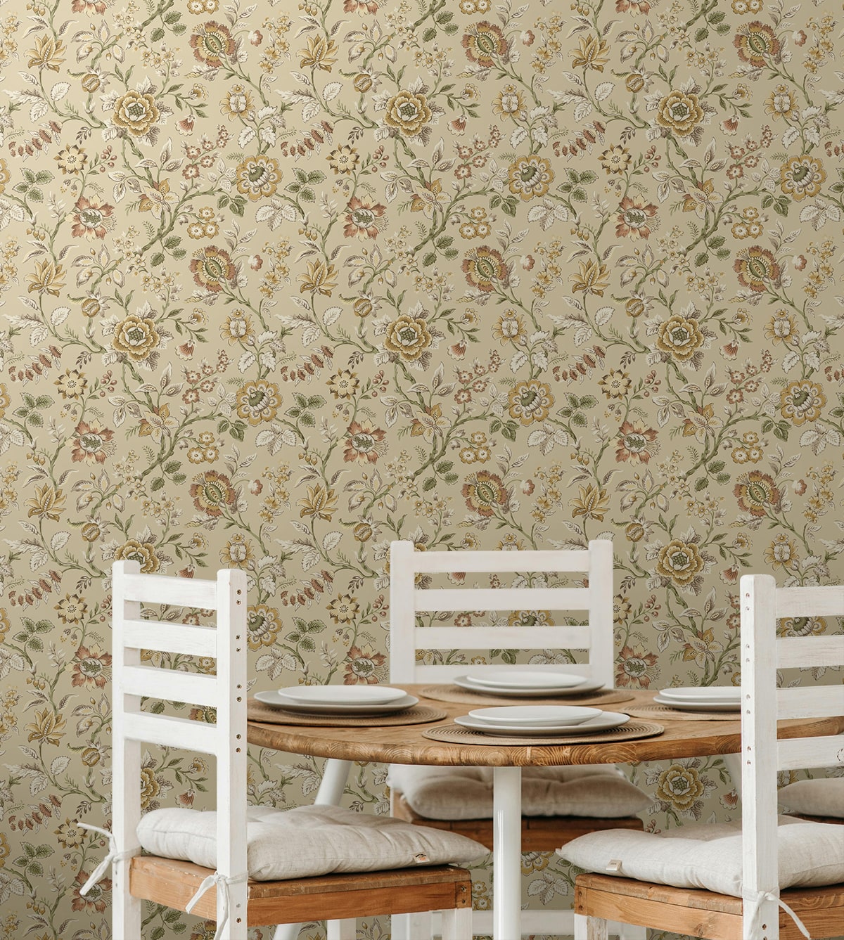 Jacobean Floral Trail Latte by Stacy Garcia Peel and Stick Floral Wallpaper – Stacy Garcia Home SG13006