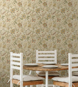 Jacobean Floral Trail Latte by Stacy Garcia Peel and Stick Floral Wallpaper – Stacy Garcia Home SG13006