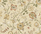Jacobean Floral Trail peel and stick wallpaper in Latte colorway with vintage floral trail design