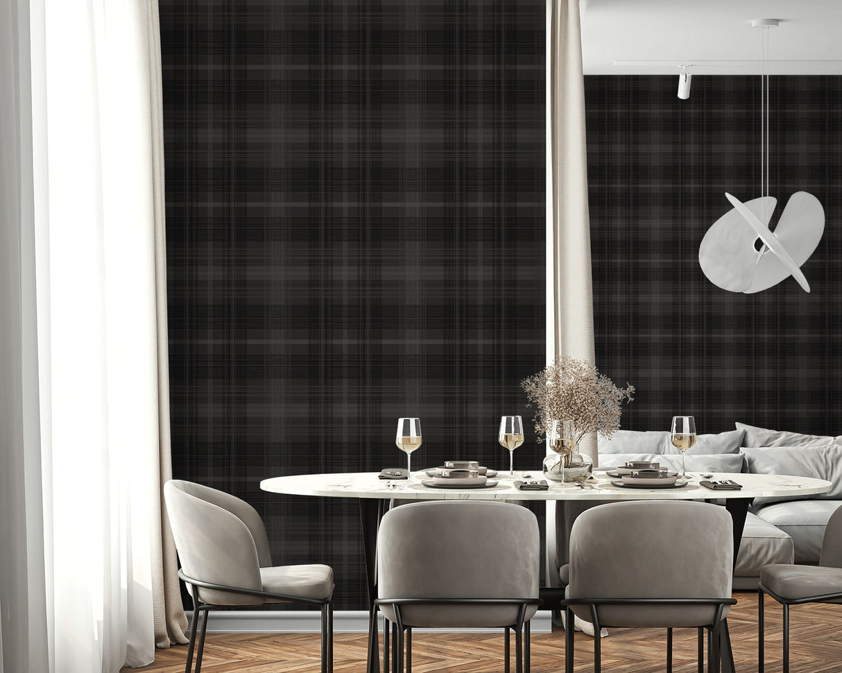 Crossroads Plaid Wrought Iron by Stacy Garcia Peel & Stick Vinyl Wallpaper – Stacy Garcia Home SG13100