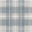 Crossroads Plaid peel and stick wallpaper in Argos Grey & Blue plaid pattern