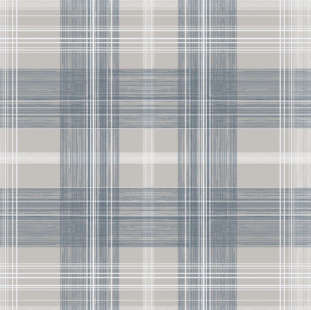 Crossroads Plaid peel and stick wallpaper in Argos Grey & Blue plaid pattern