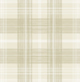 Crossroads Plaid peel and stick wallpaper in Sand Dollar beige plaid pattern