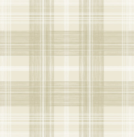 Crossroads Plaid peel and stick wallpaper in Sand Dollar beige plaid pattern