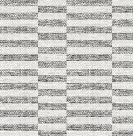 Faux Woven Stripe peel and stick wallpaper in Iron Mist grey and off-white woven stripe pattern