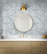 Faux Grass Floral Bluestone by Stacy Garcia Peel and Stick Peel & Stick Floral Faux Grasscloth Wallpaper – Stacy Garcia Home SG13302-Sample