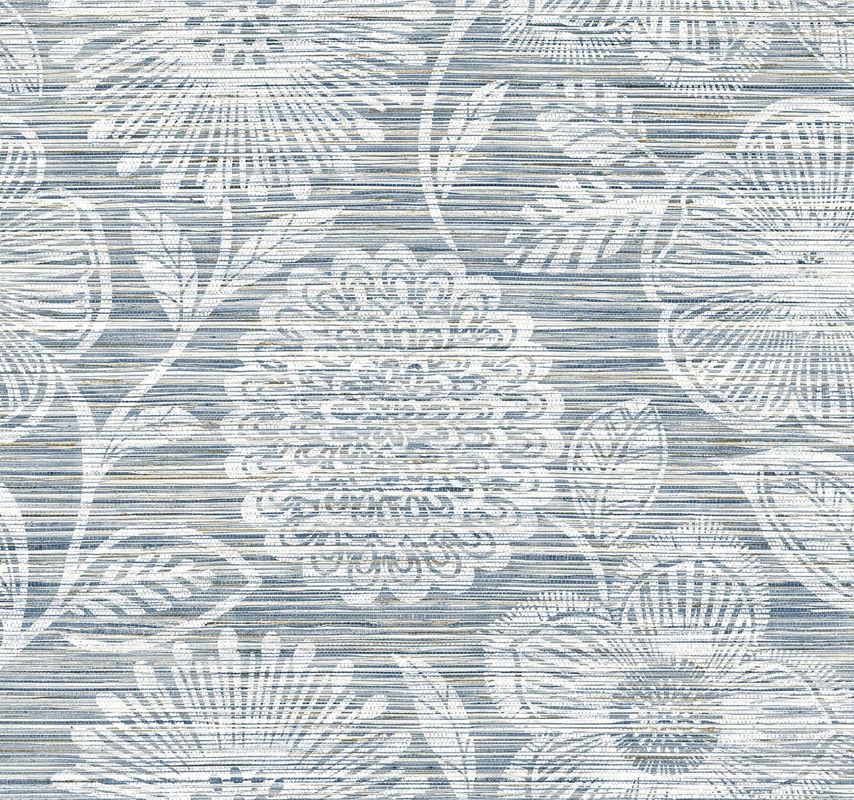 Faux Grass Floral Bluestone by Stacy Garcia Peel and Stick Peel & Stick Floral Faux Grasscloth Wallpaper – Stacy Garcia Home SG13302-Sample