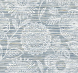 Faux Grass Floral Bluestone by Stacy Garcia Peel and Stick Peel & Stick Floral Faux Grasscloth Wallpaper – Stacy Garcia Home SG13302-Sample