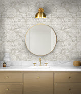 Faux Grass Floral Harbor Grey by Stacy Garcia Peel & Stick Wallpaper – Stacy Garcia Home SG13308 -Sample