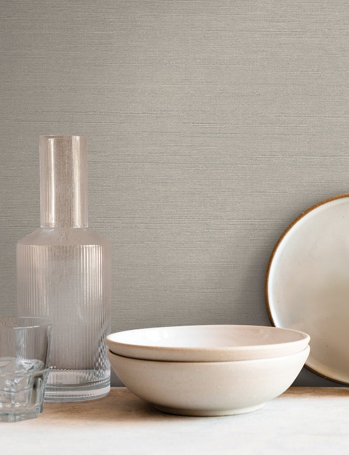 Shimmering Linen Grey Textured Wallpaper - York SI18551