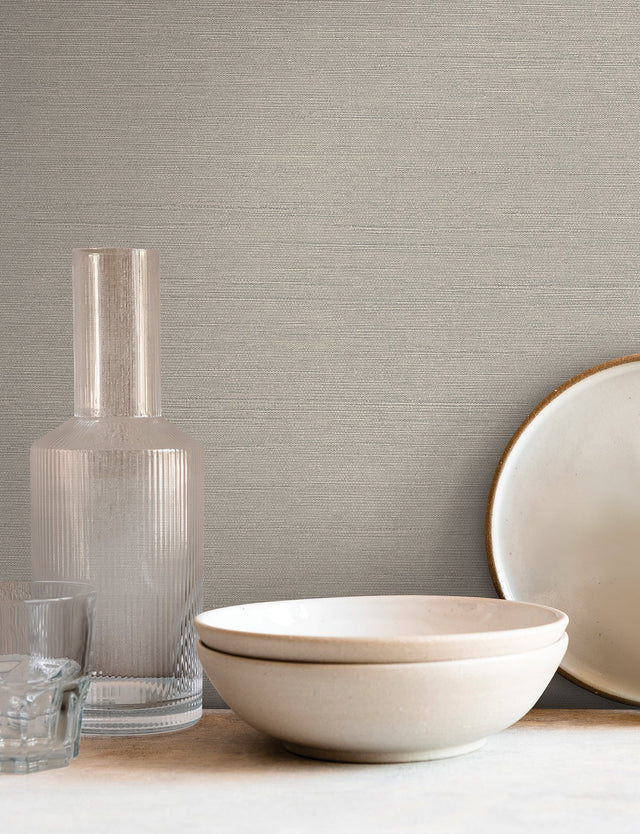 Shimmering Linen Grey Textured Wallpaper - York SI18551