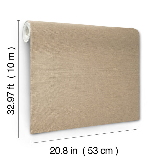 Shimmering Linen Light Caramel Wallpaper with Textured Linen Motif - York SI18554