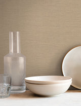 Shimmering Linen Light Caramel Wallpaper with Textured Linen Motif - York SI18554
