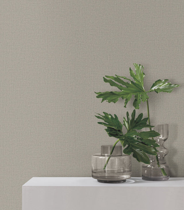 Su Tela Taupe Textured Wallpaper with Modern Woven Fabric Look - York SI20869