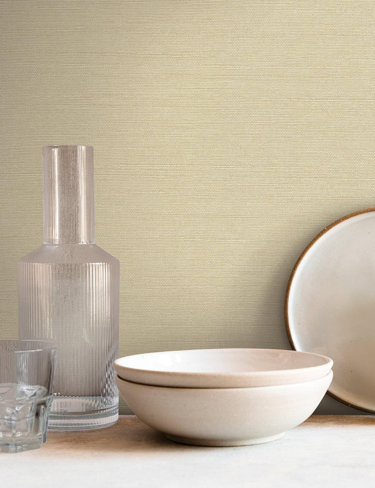 Shimmering Linen Cream Wallpaper with Textured Linen Pattern - York SI24371