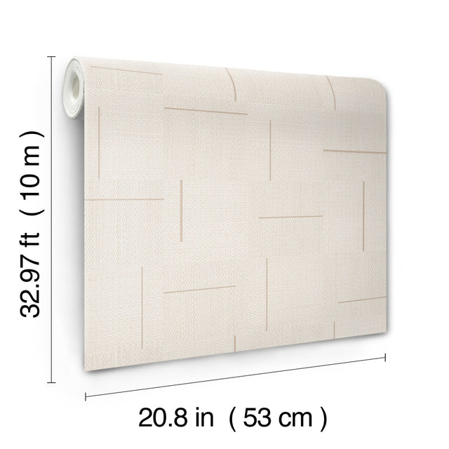 Geo Block Weave Linen Wallpaper in Beige Geometric Modern Pattern - York SI24900
