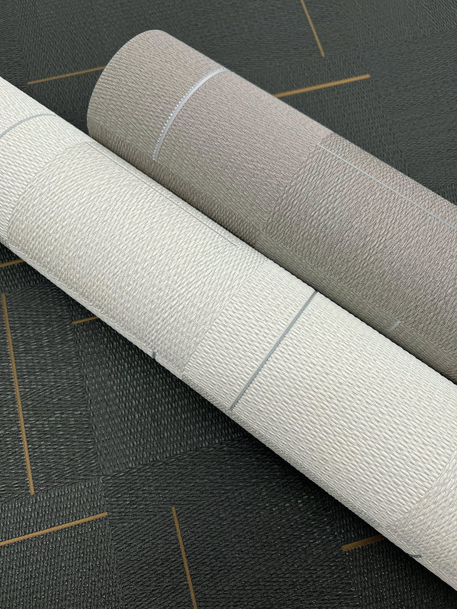 Geo Block Weave Taupe Wallpaper with Modern Geometric Block Pattern - York SI24903