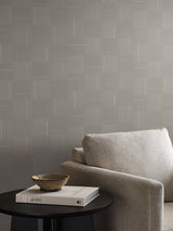 Geo Block Weave Taupe Wallpaper with Modern Geometric Block Pattern - York SI24903