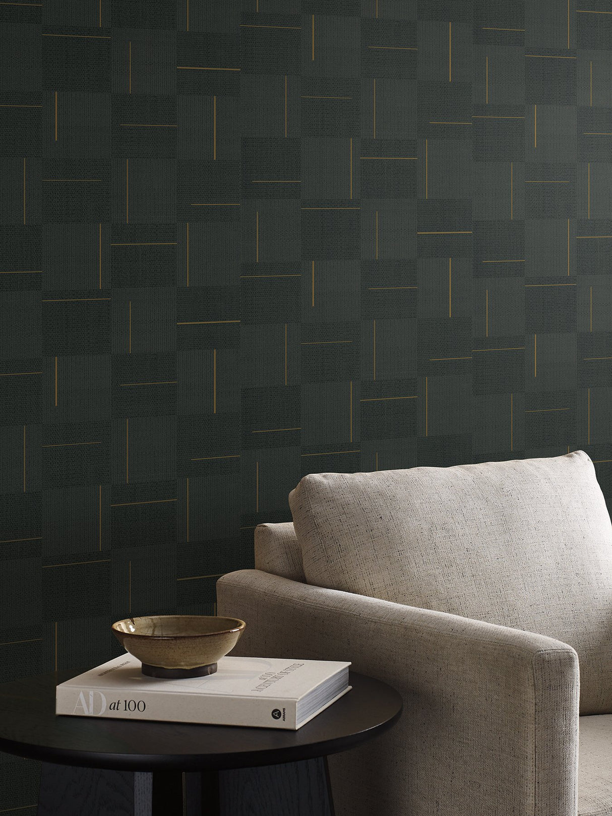 Geo Block Weave Black Wallpaper with Modern Geometric Checkerboard Pattern - York SI24905
