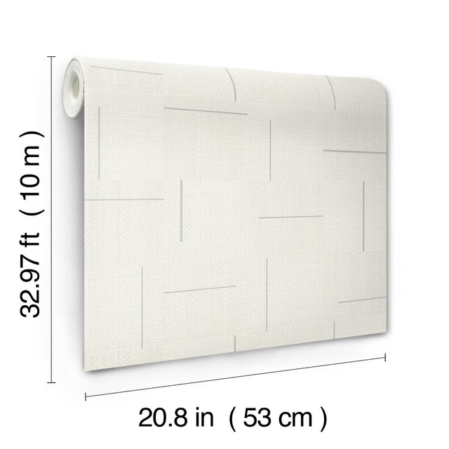 Geo Block Weave Ivory Wallpaper with Modern Geometric Pattern - York SI24906