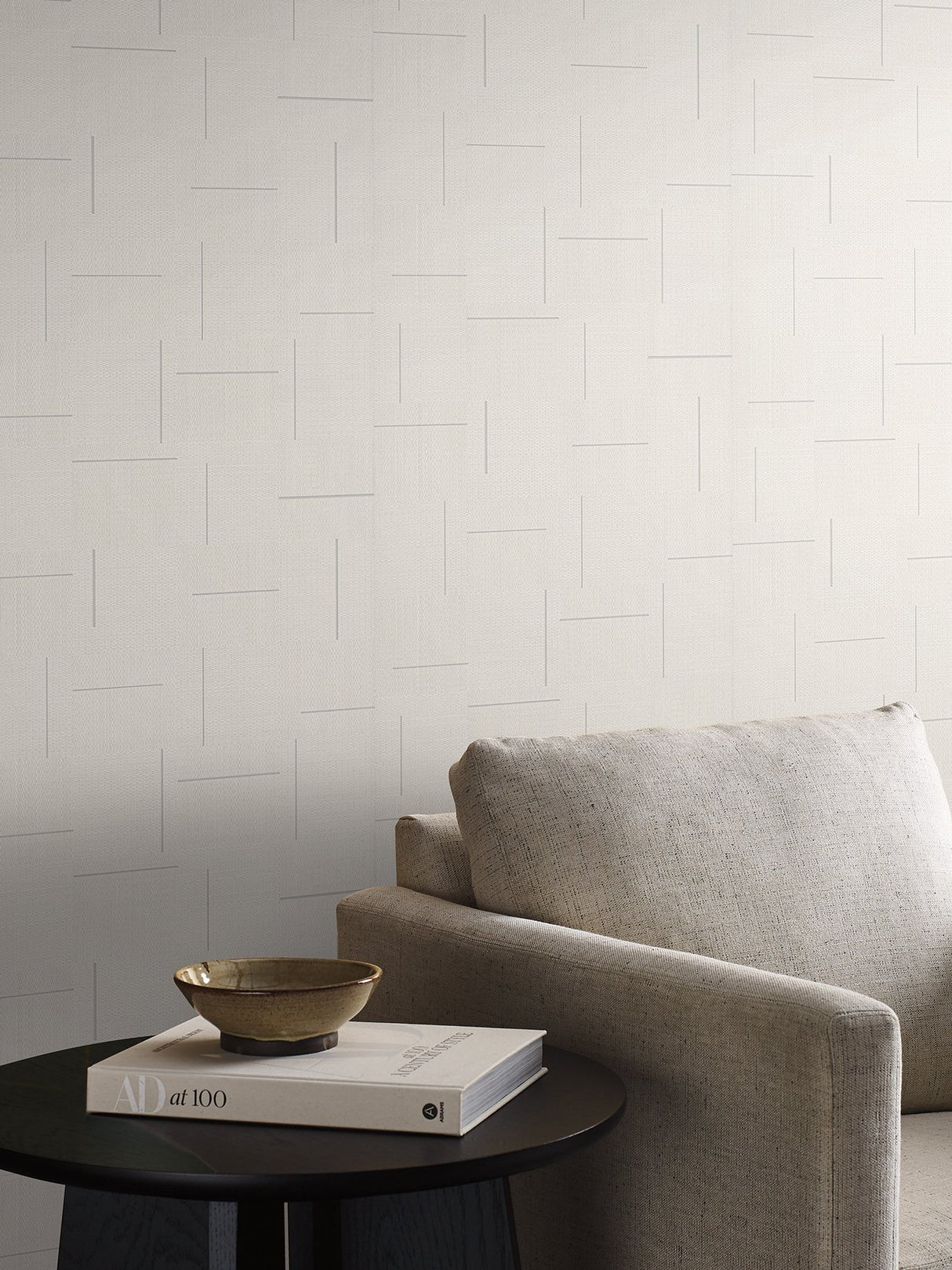 Geo Block Weave Ivory Wallpaper with Modern Geometric Pattern - York SI24906