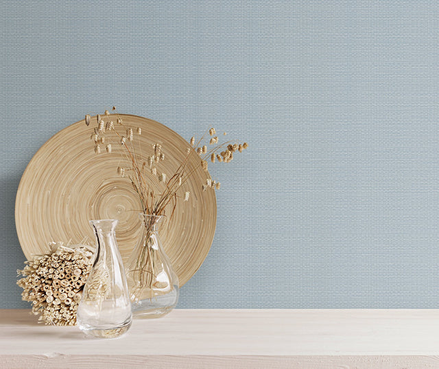 Bali Basketweave Smoke Blue Wallpaper with Modern Woven Texture - York SI24925