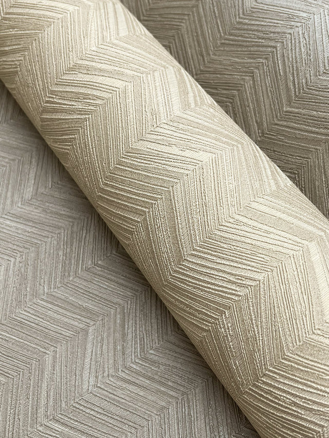 Raised Chevron Taupe Wallpaper with Modern Chevron & Houndstooth Pattern - York SI25362