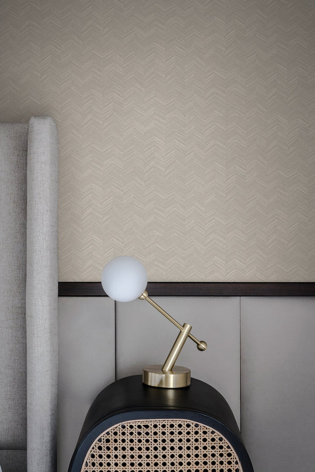 Raised Chevron Taupe Wallpaper with Modern Chevron & Houndstooth Pattern - York SI25362