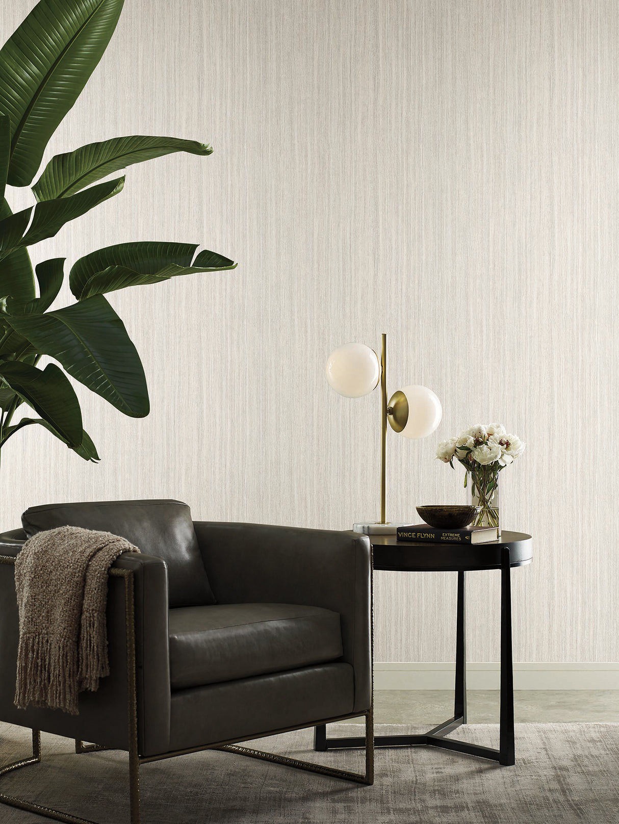 Wistman Stripe Cream by York Wallcoverings Vinyl on Non Woven Wallpaper – York Wallcoverings SI25714