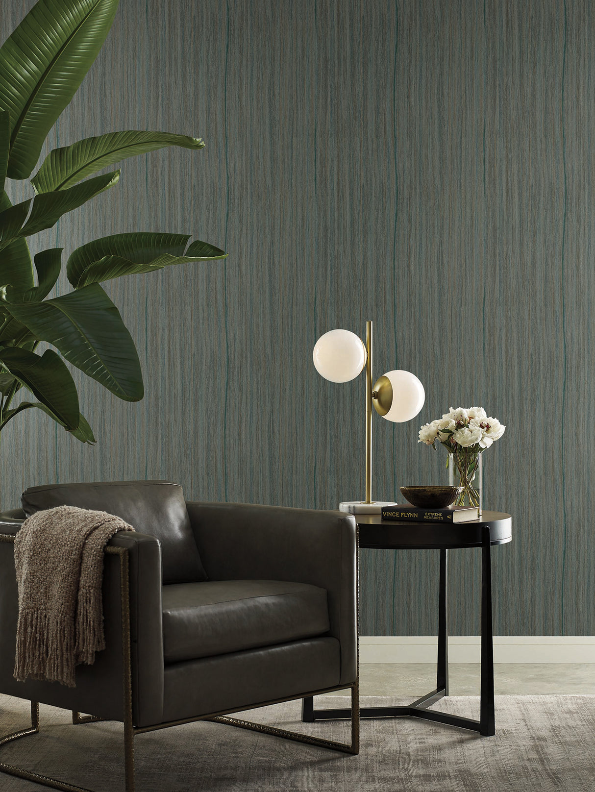 Wistman Stripe Teal by York Wallcoverings Textured Stripe Wallpaper – York Wallcoverings SI25715