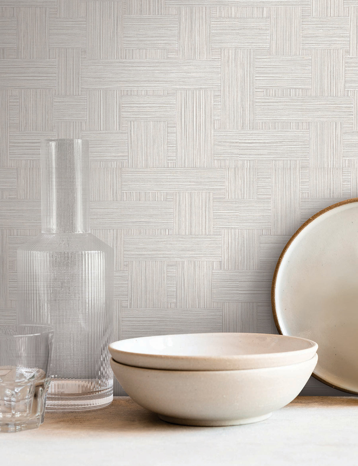 Basketry Warm Grey by York Wallcoverings Vinyl on Non Woven Wallpaper – York Wallcoverings SI25724
